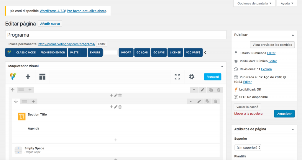Crear web evento